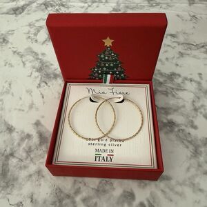 Mia Fiore 18k Gold Plated Sterling Silver Hoop Earrings Made Italy Jewelry New
